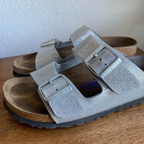 Birkenstock Shoes - Birkenstock Silver Sparkle Sandals size 39